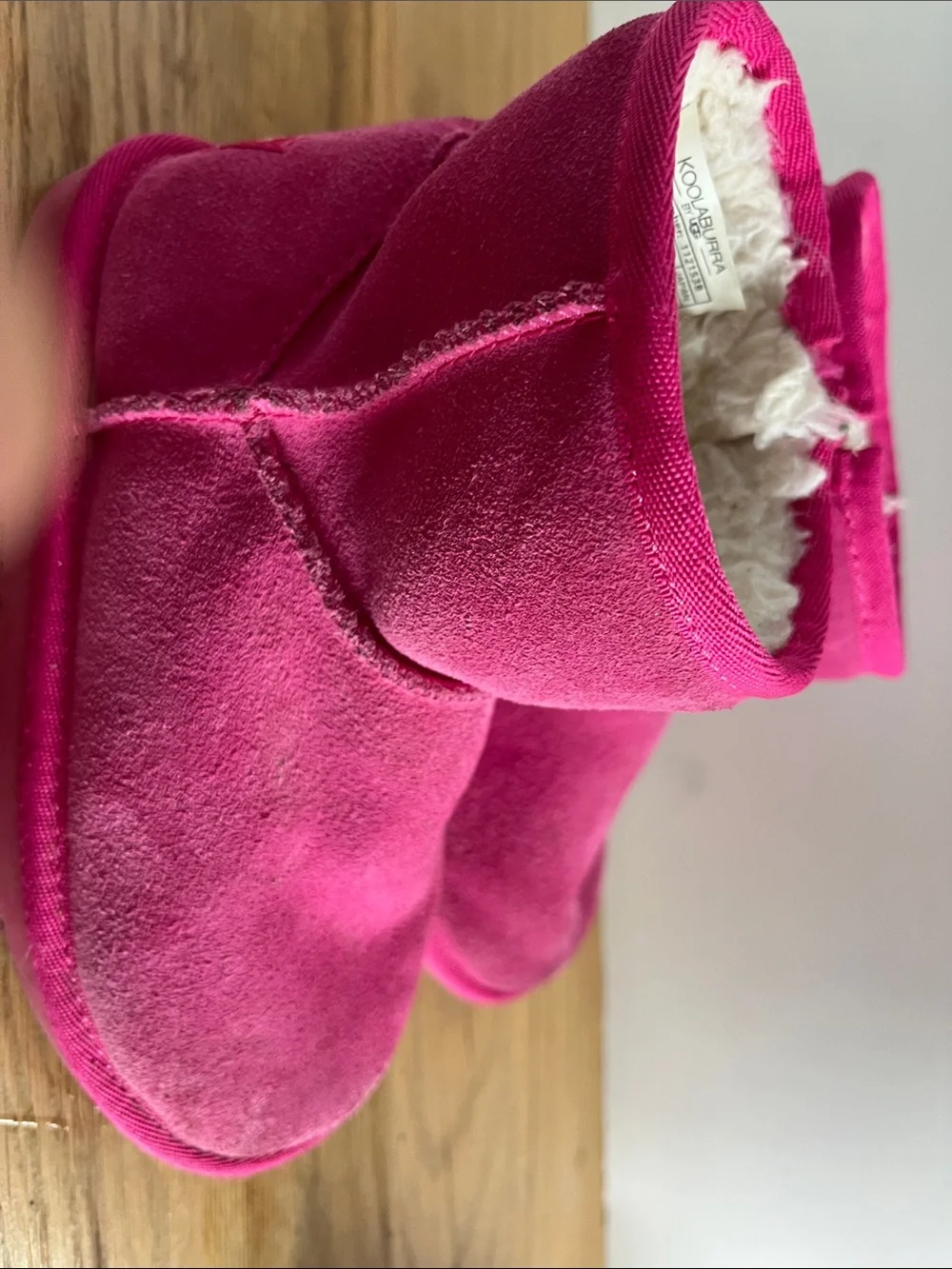 Koolaburra Kids Bright Pink Suede Shearling Boots